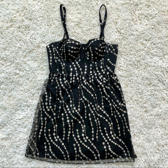 Moda Intl. black / gold corset glitter mini dress - Picture 2 of 7